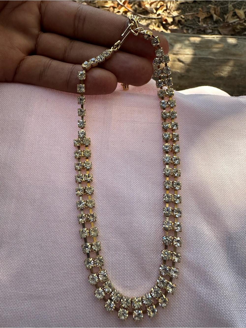 Gold Crystal Tennis Necklace - Women's Jewelry